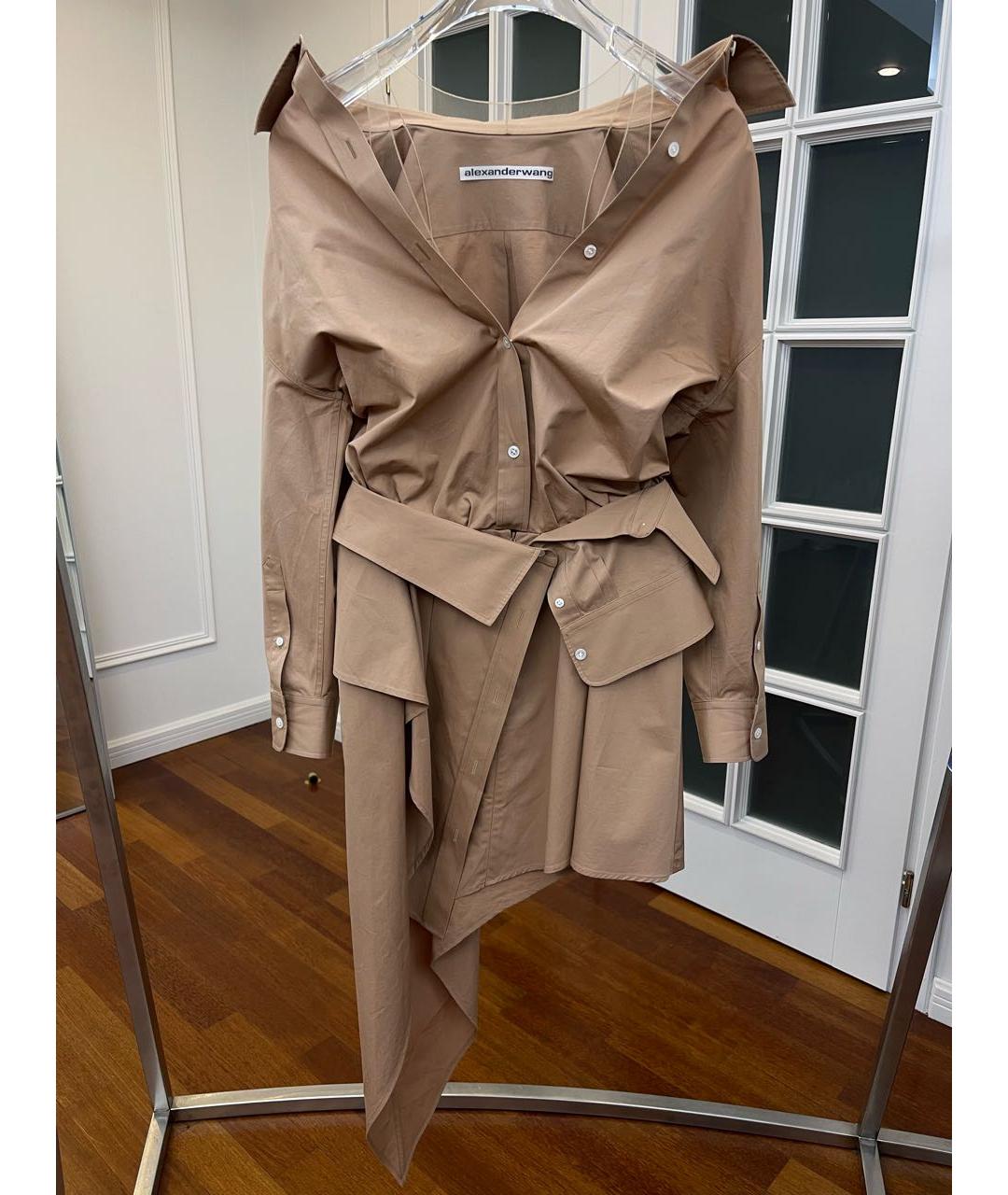 ALEXANDER WANG Бежевое хлопковое повседневное платье, фото 2