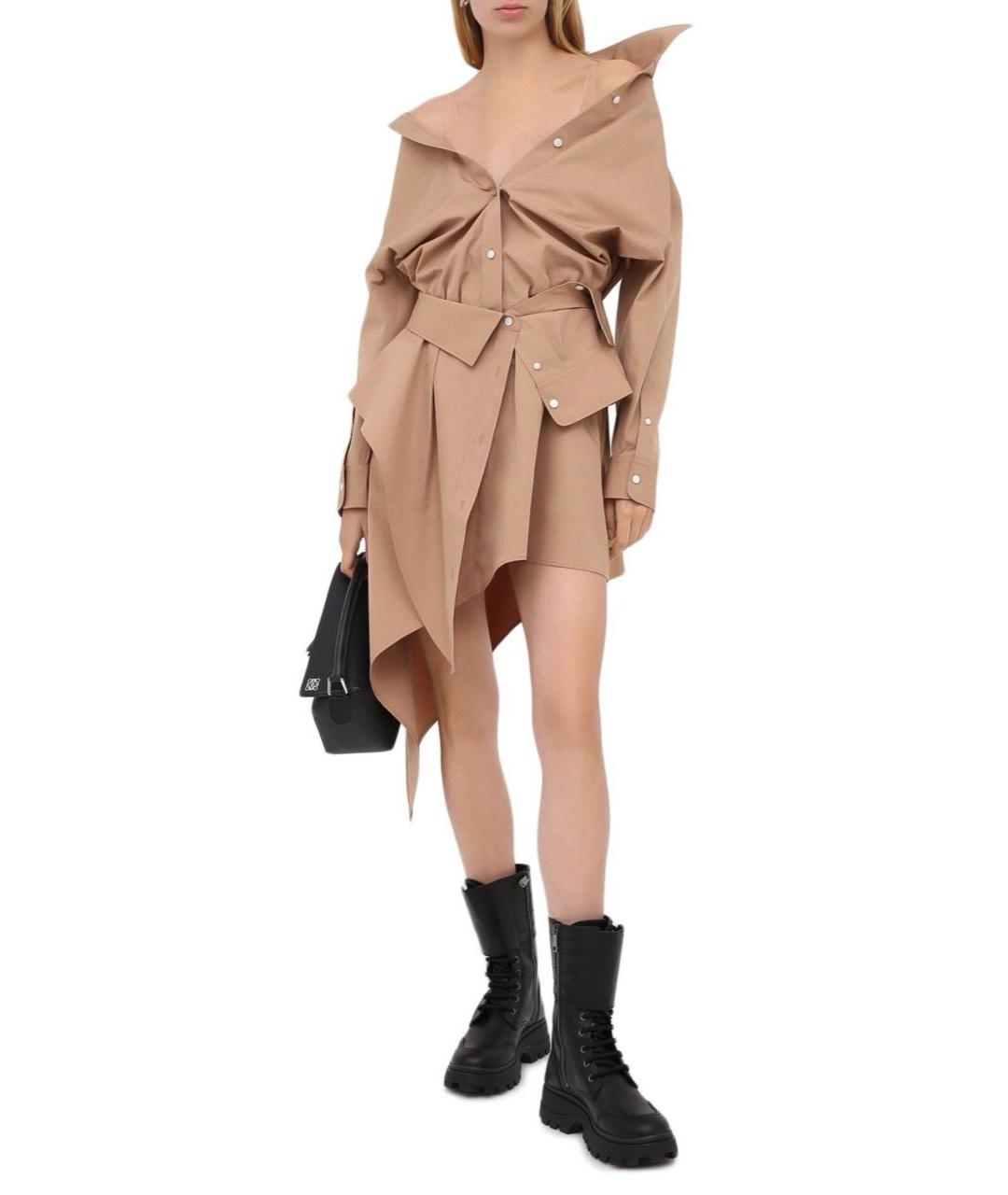 ALEXANDER WANG Бежевое хлопковое повседневное платье, фото 5