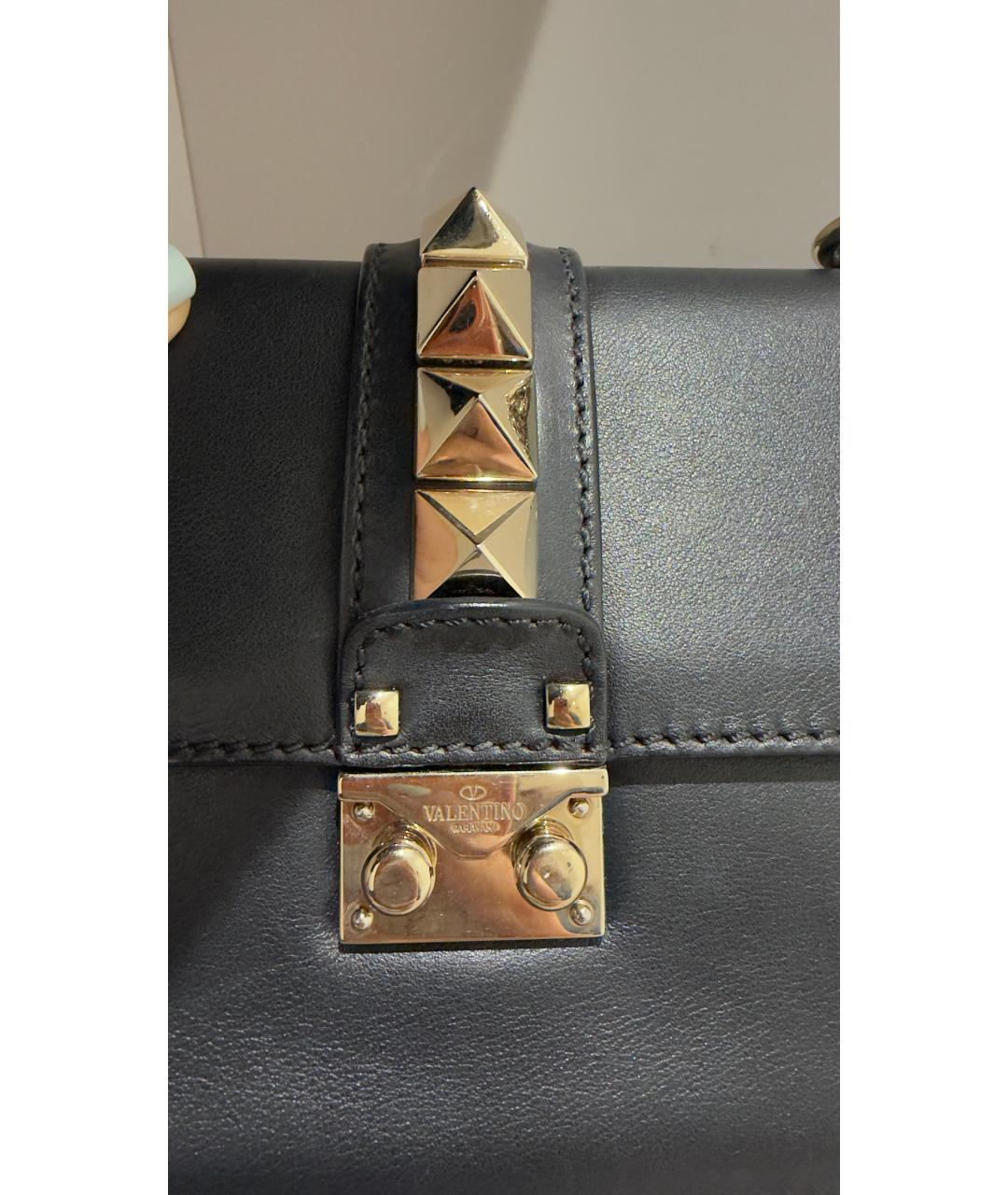 VALENTINO Черная кожаная сумка тоут, фото 2