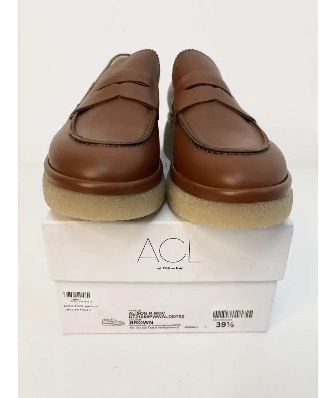 AGL Коричневые кожаные лоферы, фото 5