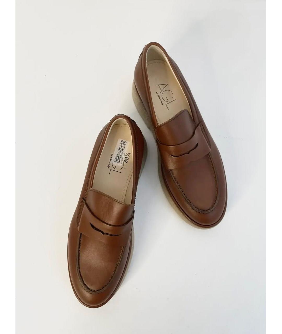 AGL Коричневые кожаные лоферы, фото 3