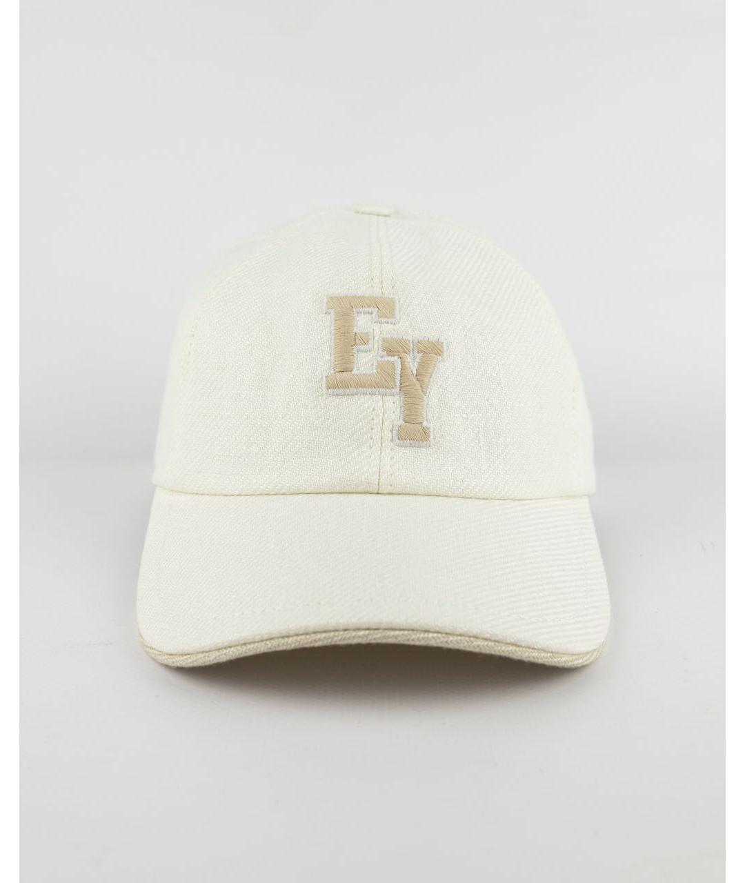 ELEVENTY Белая льняная кепка/бейсболка, фото 6