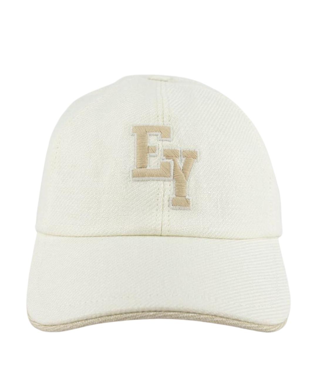 ELEVENTY Белая льняная кепка/бейсболка, фото 1