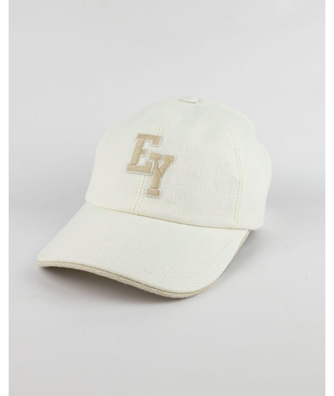 ELEVENTY Белая льняная кепка/бейсболка, фото 4