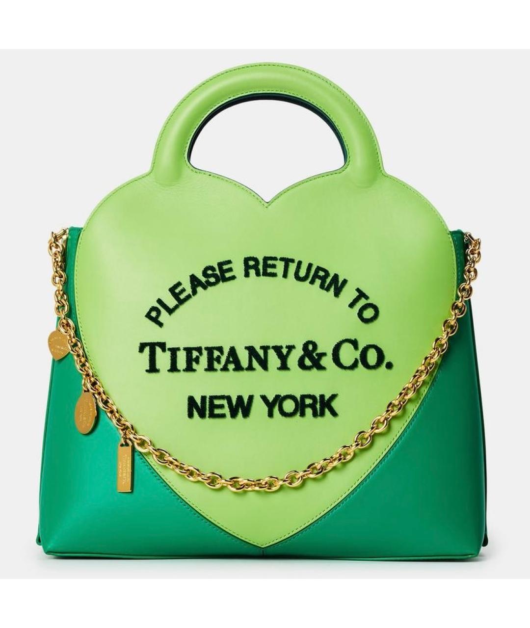 TIFFANY&CO Зеленая кожаная сумка тоут, фото 7