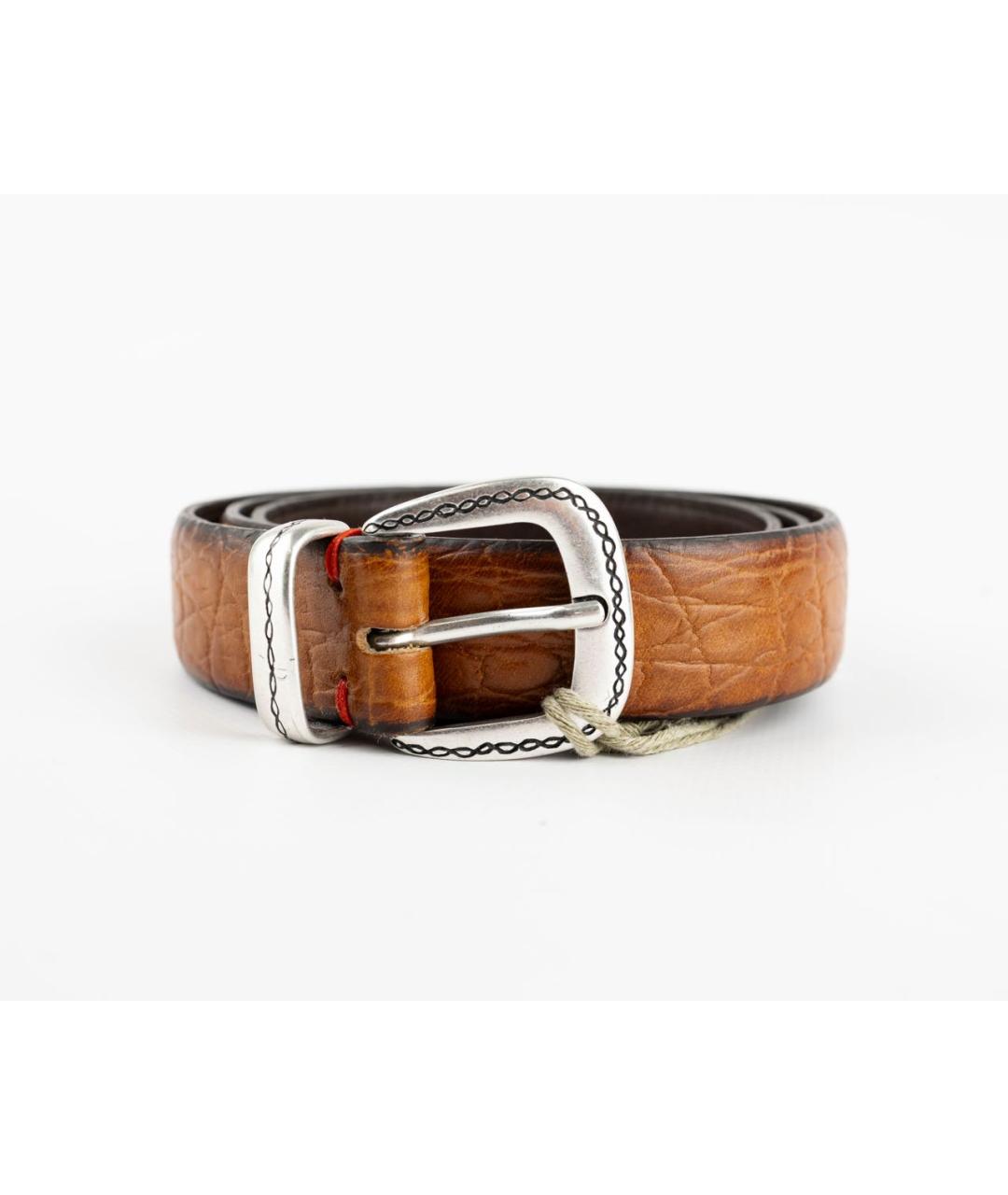 ELEVENTY Коричневый кожаный ремень, фото 4