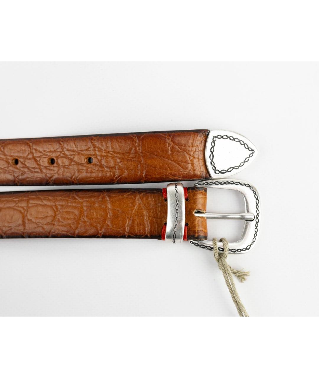 ELEVENTY Коричневый кожаный ремень, фото 2