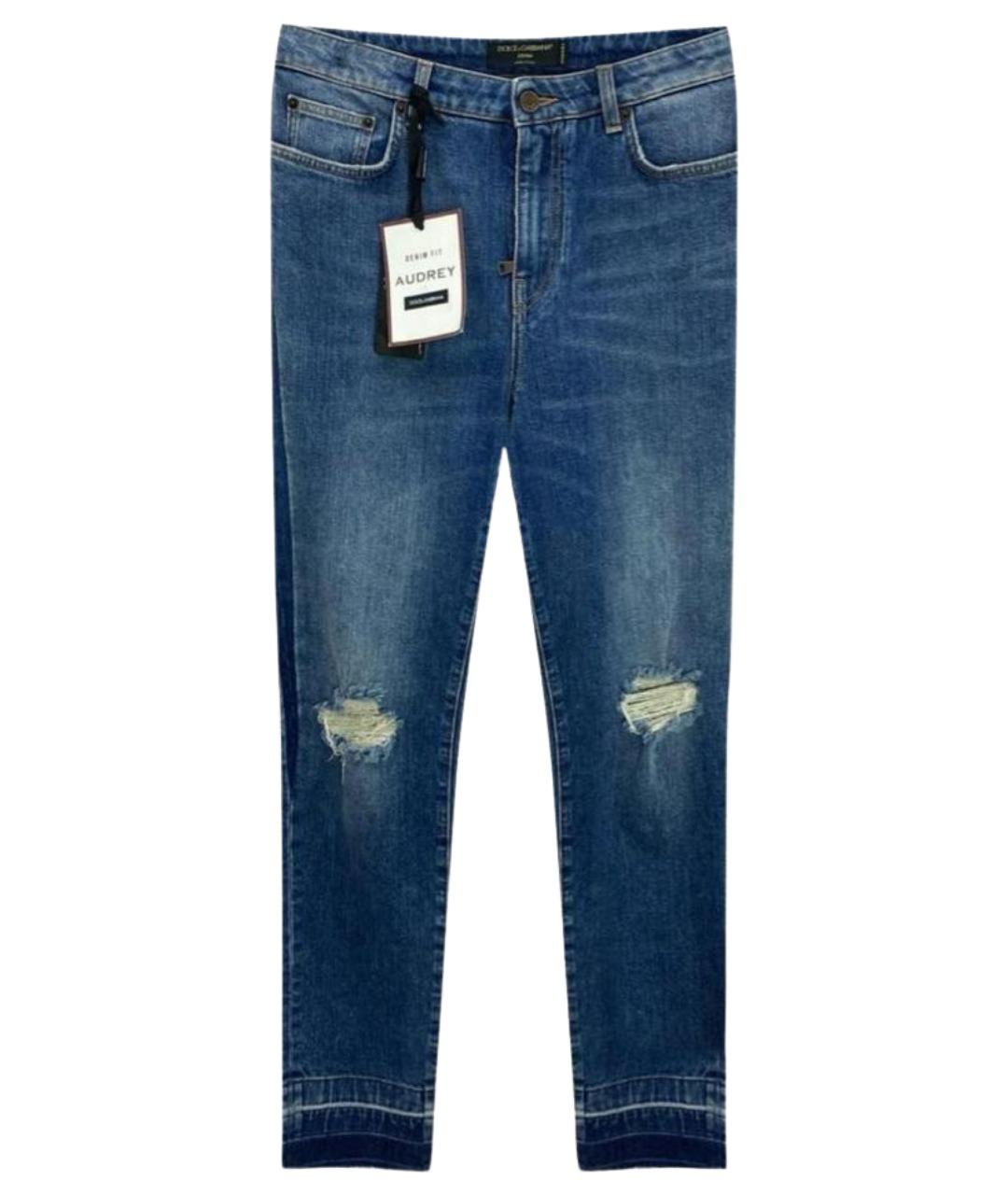 DOLCE&GABBANA Синие хлопко-эластановые джинсы слим, фото 1