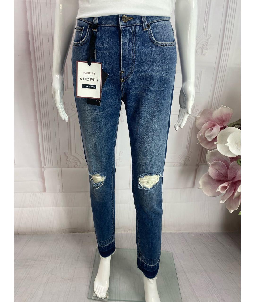 DOLCE&GABBANA Синие хлопко-эластановые джинсы слим, фото 5