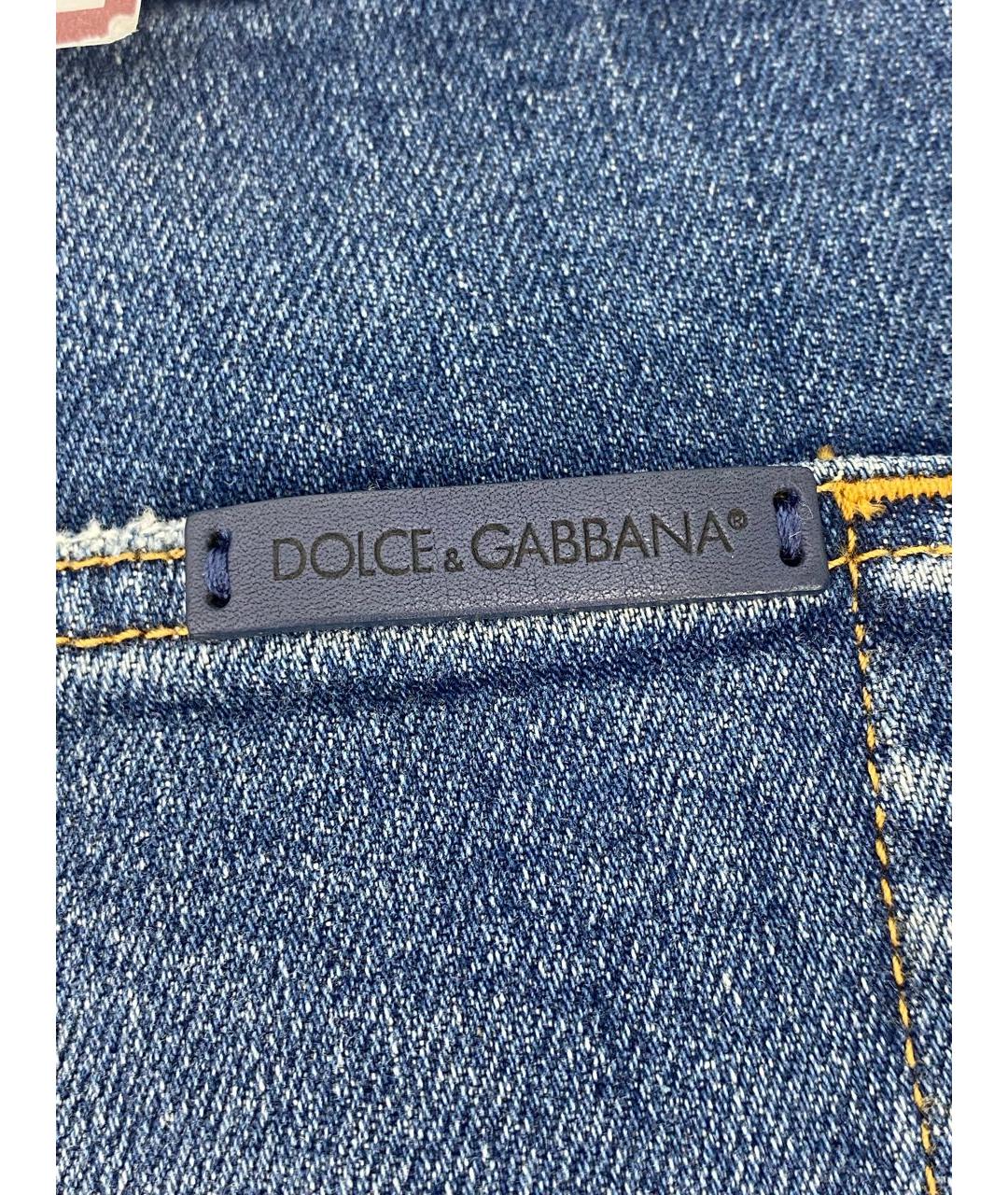 DOLCE&GABBANA Синие хлопко-эластановые джинсы слим, фото 4