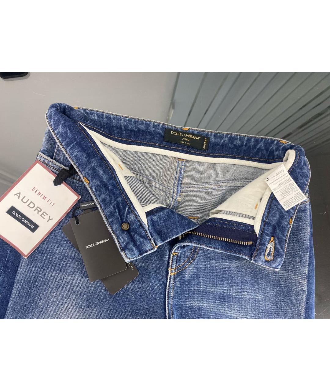 DOLCE&GABBANA Синие хлопко-эластановые джинсы слим, фото 3