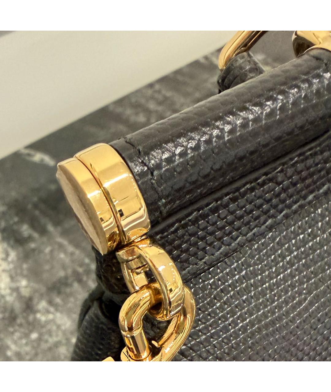 DOLCE&GABBANA Черная кожаная сумка с короткими ручками, фото 7