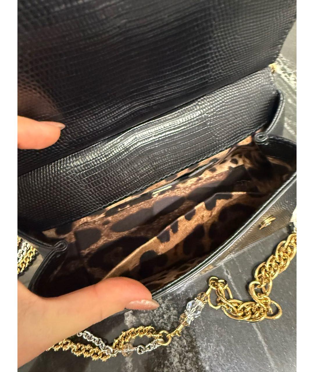 DOLCE&GABBANA Черная кожаная сумка с короткими ручками, фото 4