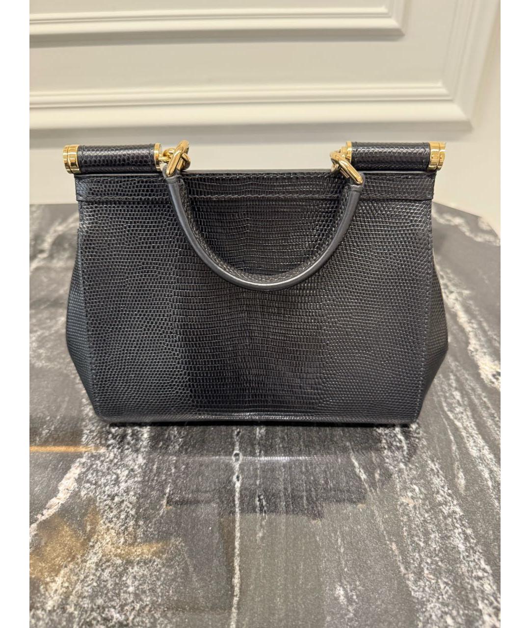 DOLCE&GABBANA Черная кожаная сумка с короткими ручками, фото 2