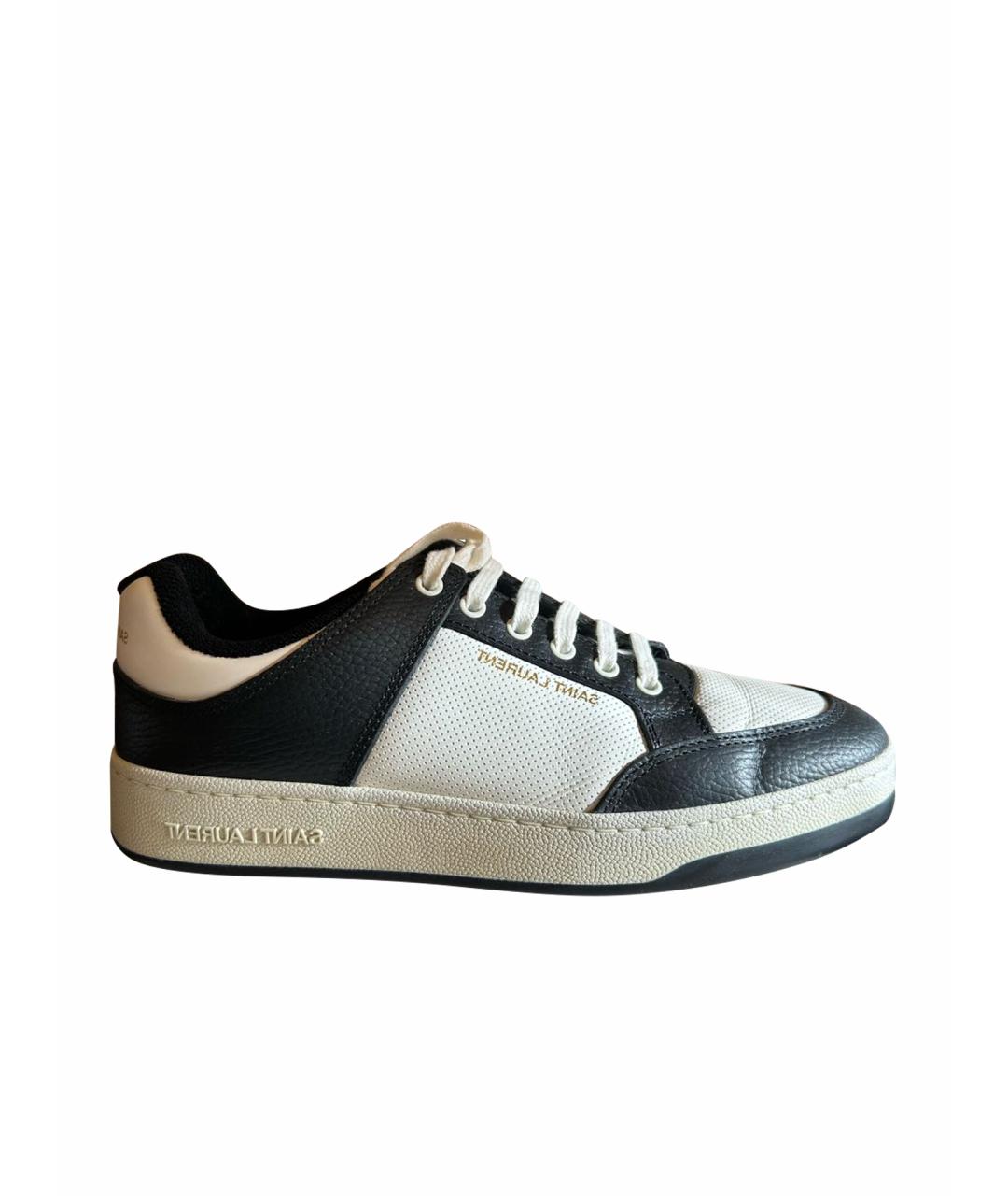 SAINT LAURENT Темно-синие кожаные низкие кроссовки / кеды, фото 1