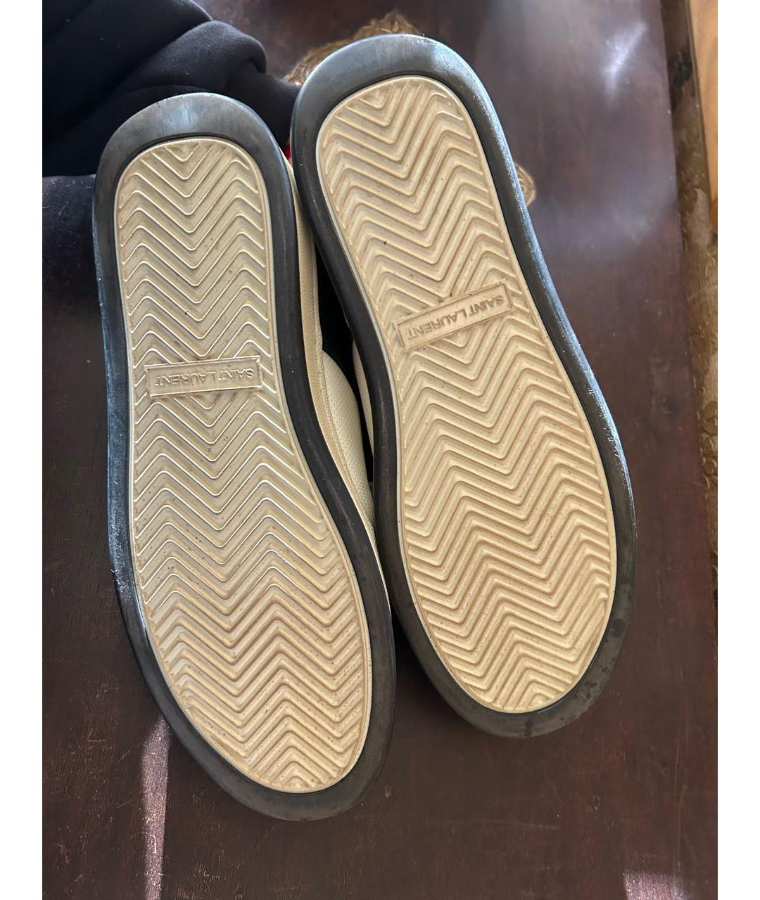 SAINT LAURENT Темно-синие кожаные низкие кроссовки / кеды, фото 8