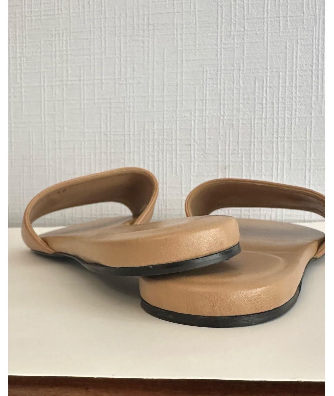 BALENCIAGA Бежевые кожаные шлепанцы, фото 4