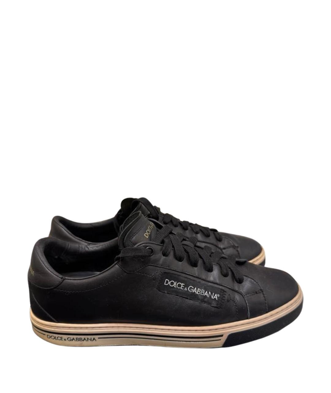 DOLCE&GABBANA Черные кожаные низкие кроссовки / кеды, фото 1