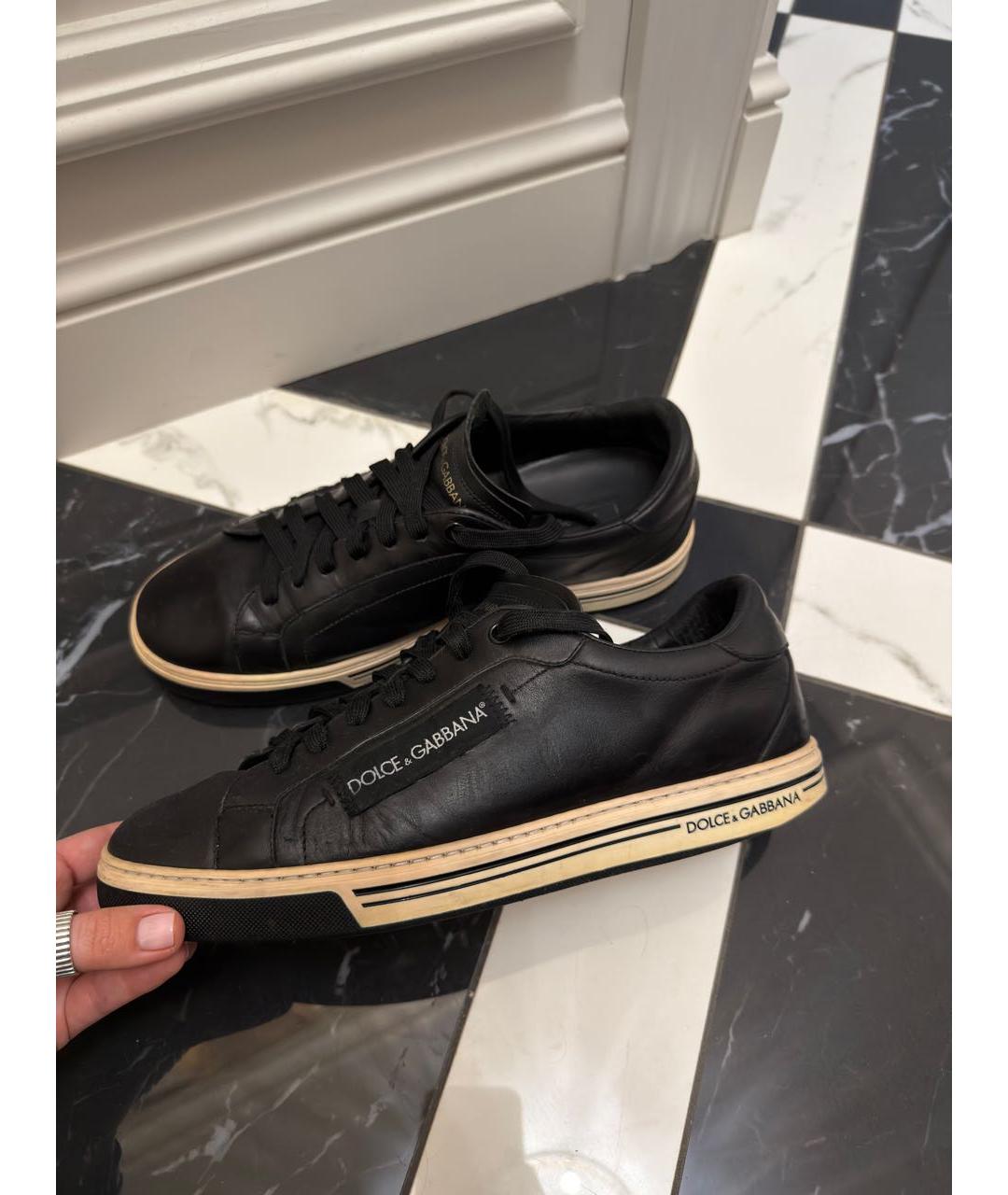 DOLCE&GABBANA Черные кожаные низкие кроссовки / кеды, фото 6