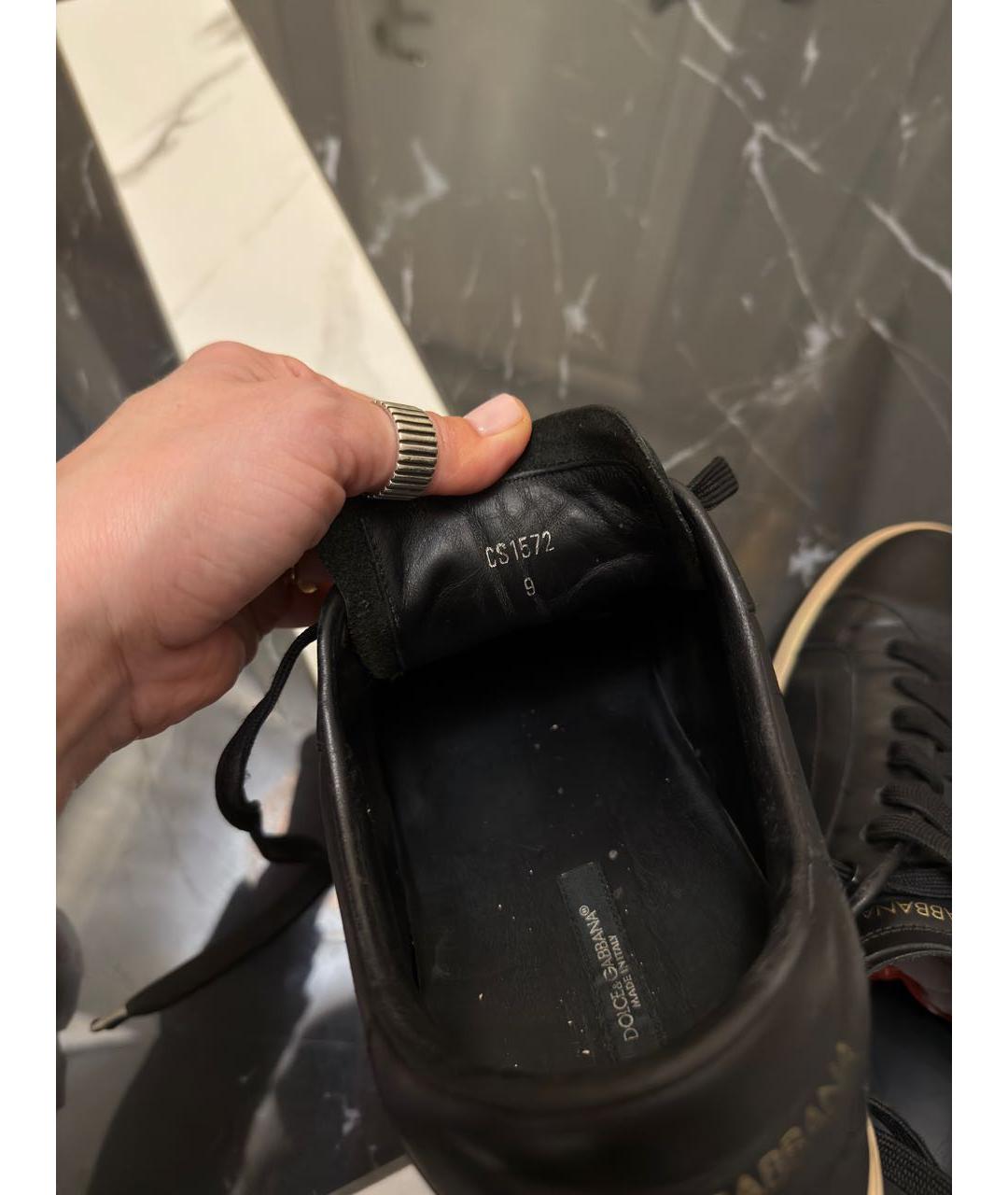 DOLCE&GABBANA Черные кожаные низкие кроссовки / кеды, фото 7