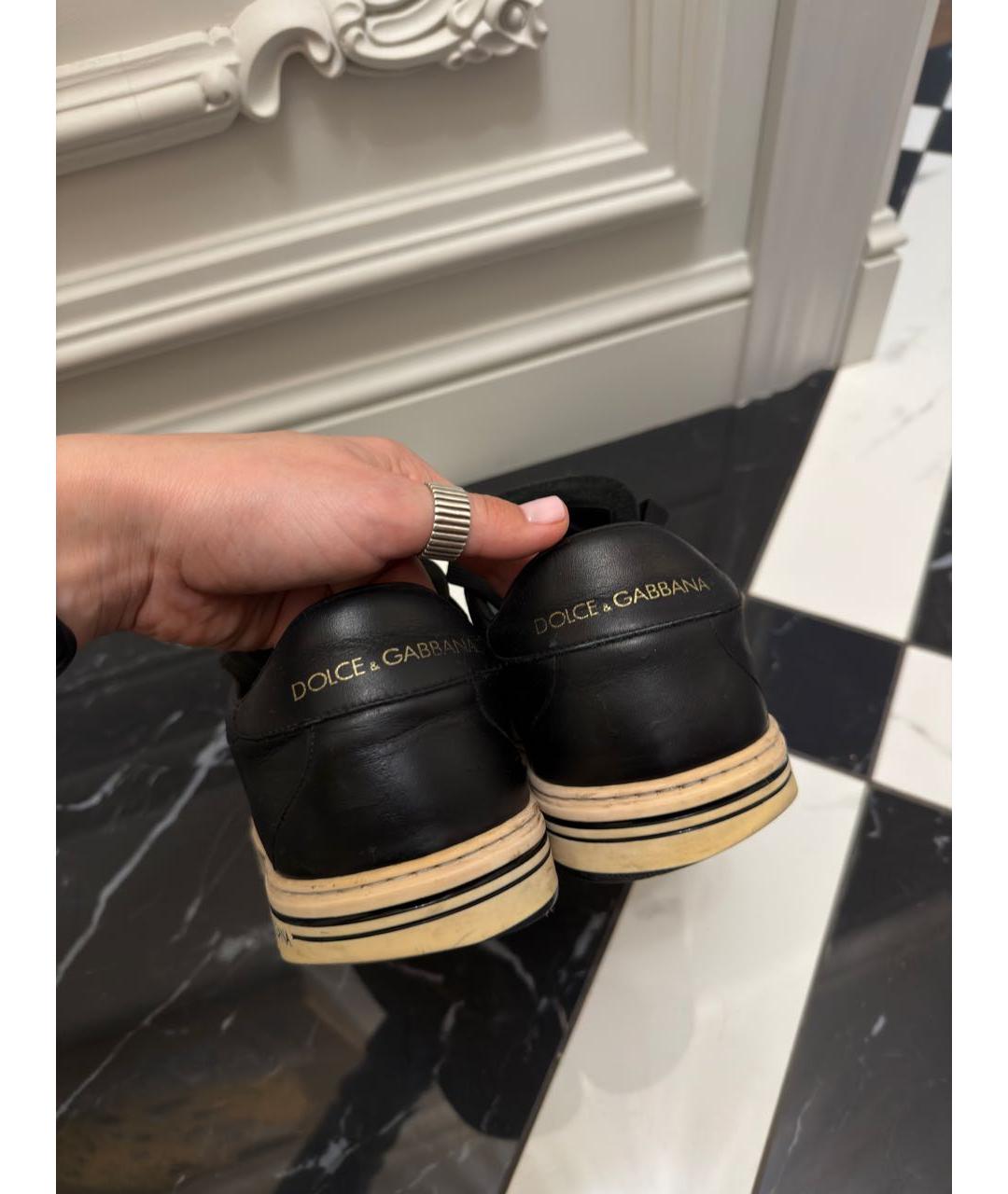 DOLCE&GABBANA Черные кожаные низкие кроссовки / кеды, фото 4