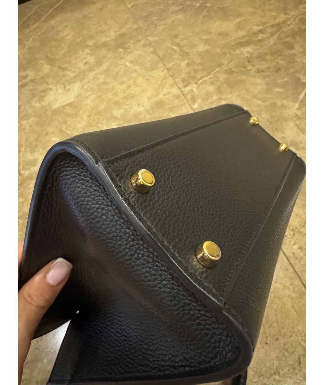 VERSACE Черная кожаная сумка с короткими ручками, фото 7