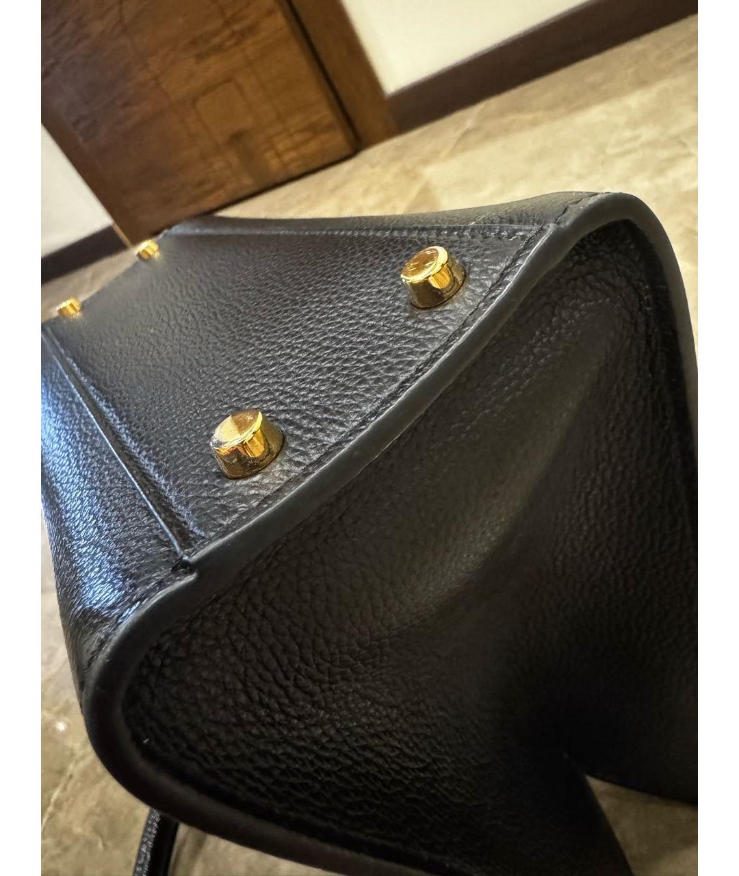 VERSACE Черная кожаная сумка с короткими ручками, фото 6