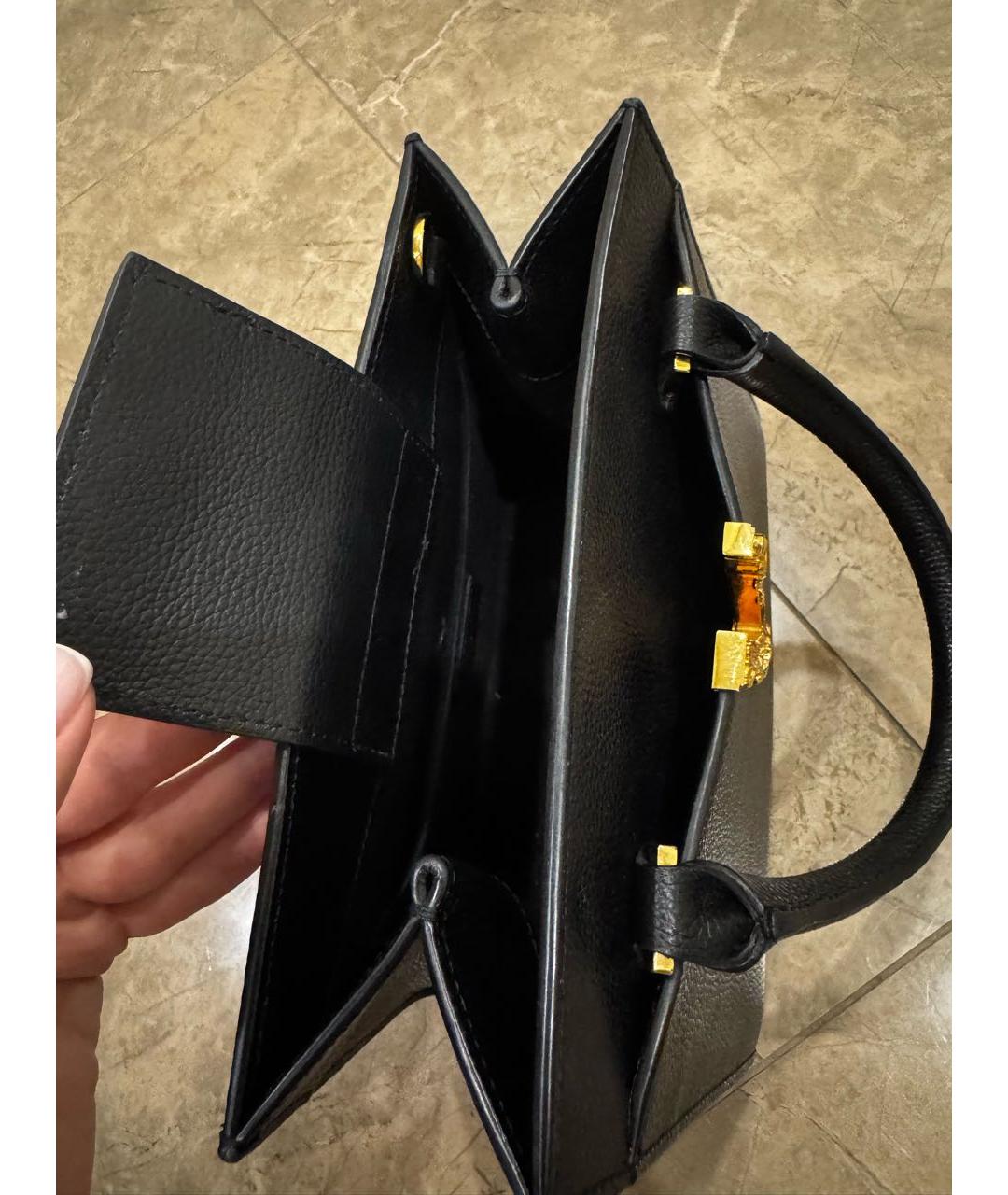 VERSACE Черная кожаная сумка с короткими ручками, фото 5