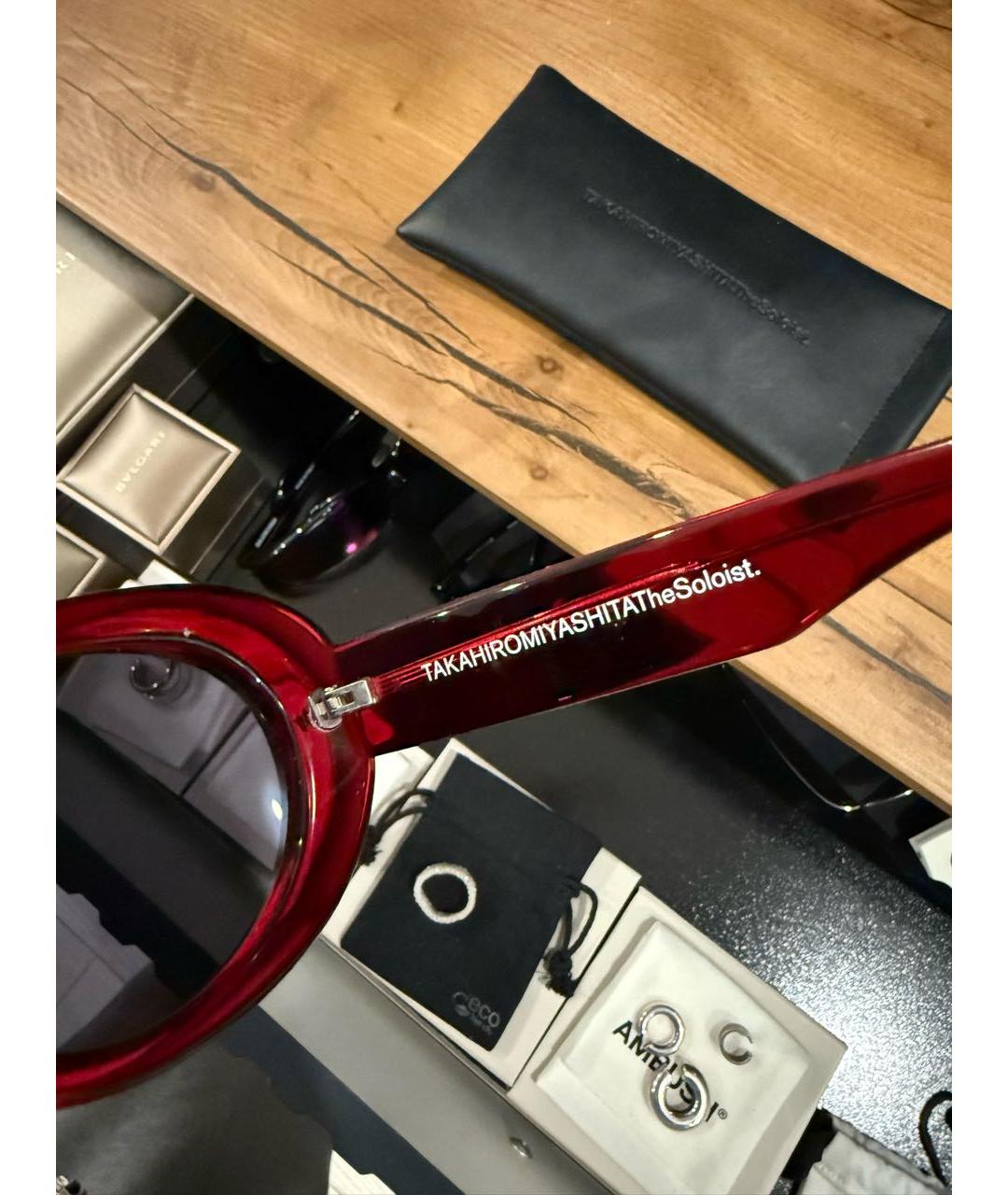 TAKAHIROMIYASHITA THE SOLOIST Красные пластиковые солнцезащитные очки, фото 4