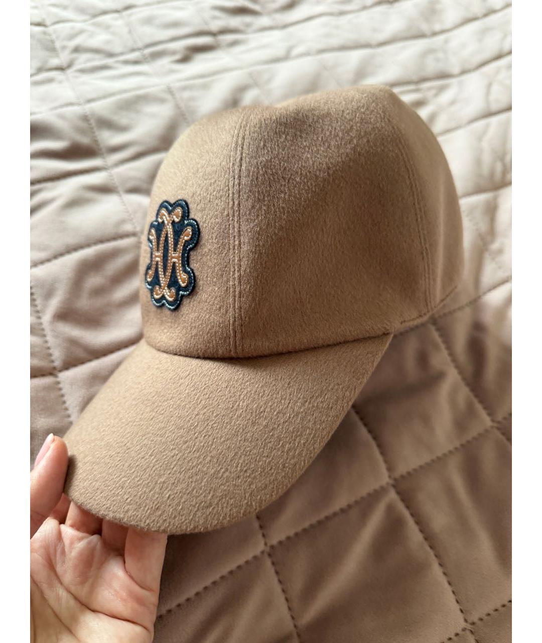 HERMES Бежевая кашемировая кепка, фото 4