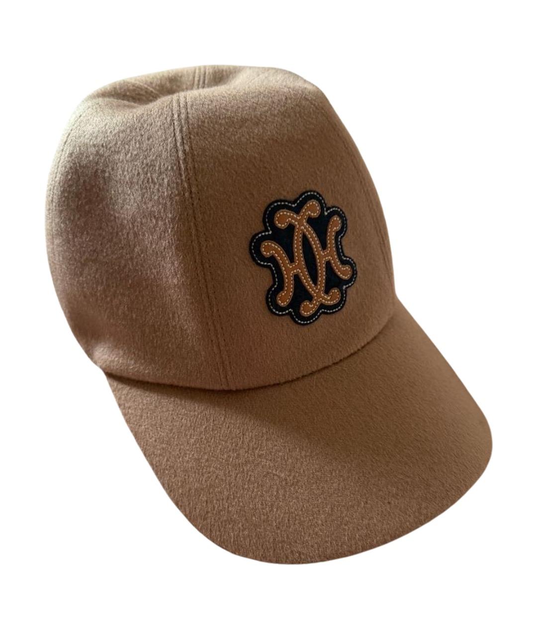 HERMES Бежевая кашемировая кепка, фото 1