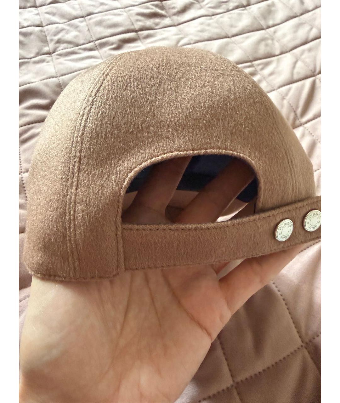 HERMES Бежевая кашемировая кепка, фото 2