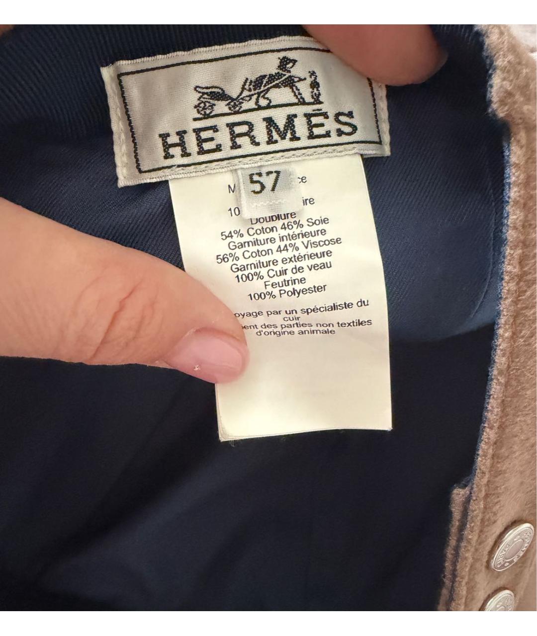 HERMES Бежевая кашемировая кепка, фото 3