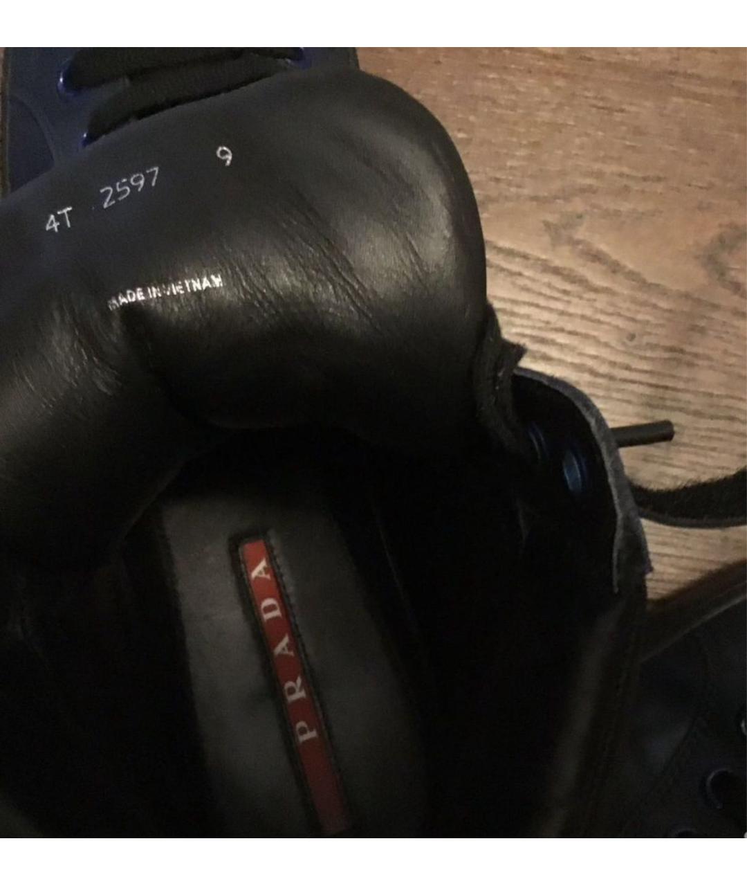 PRADA Темно-синие кожаные высокие ботинки, фото 5