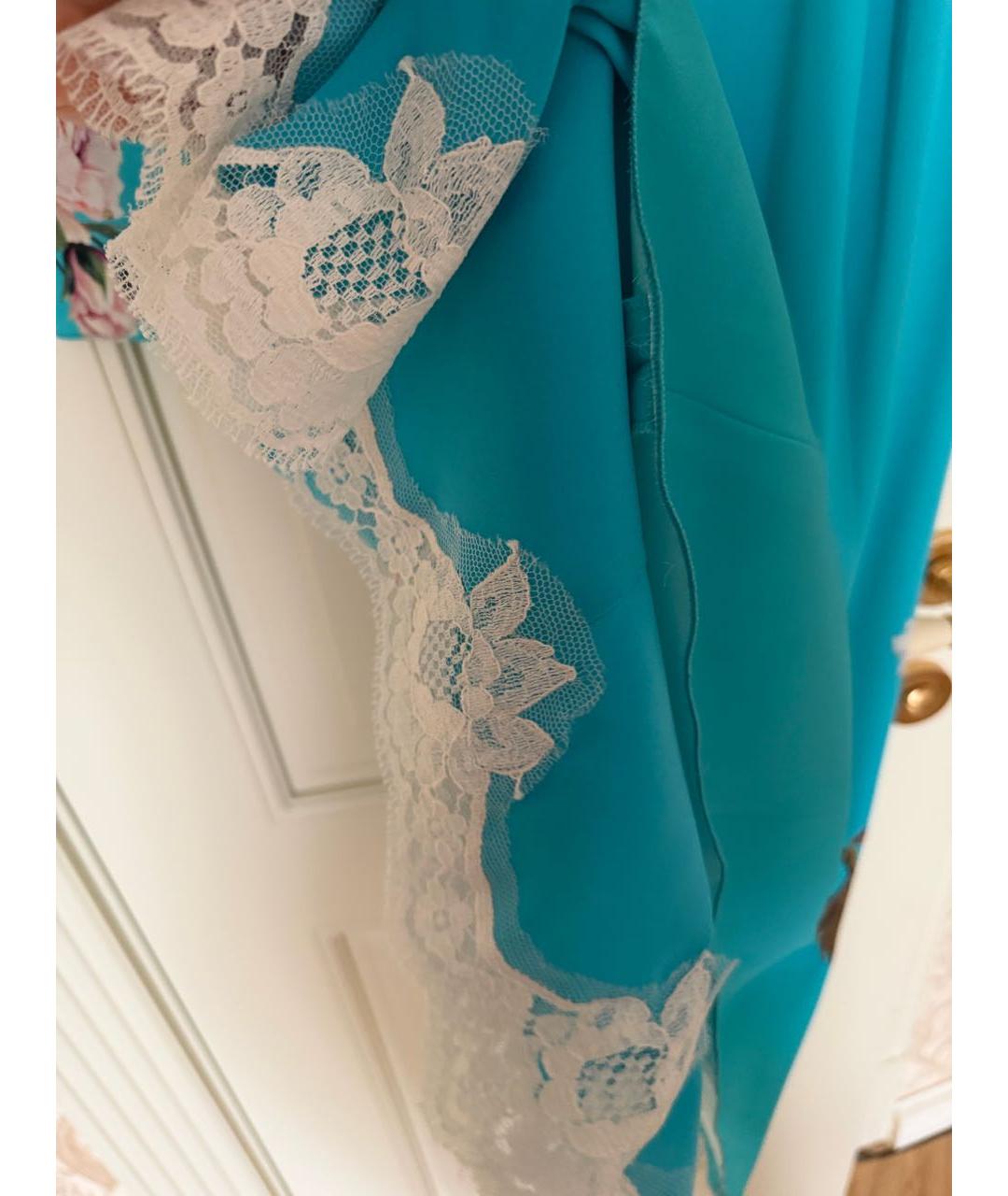 DOLCE&GABBANA Бирюзовое шелковое коктейльное платье, фото 3