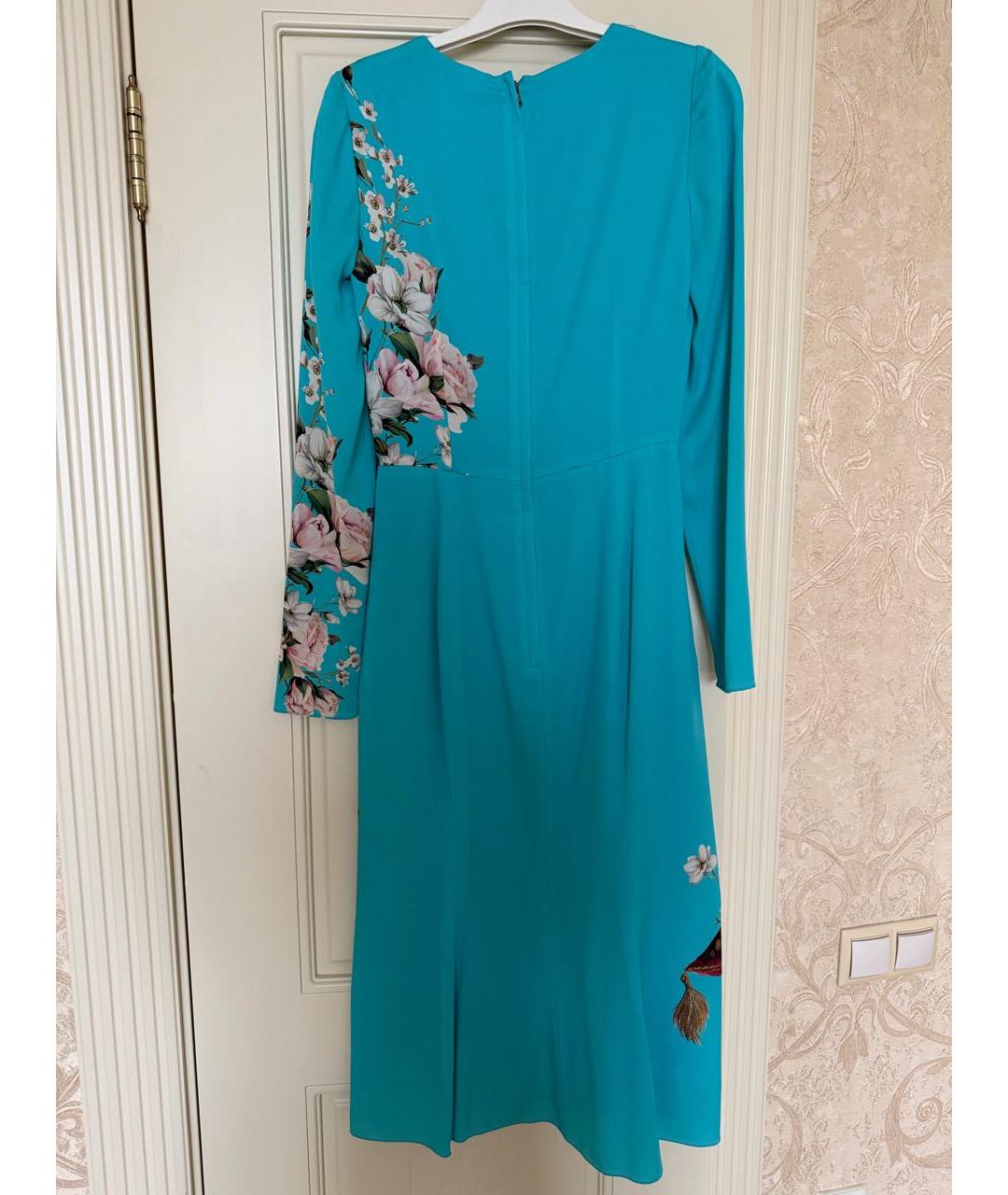 DOLCE&GABBANA Бирюзовое шелковое коктейльное платье, фото 2