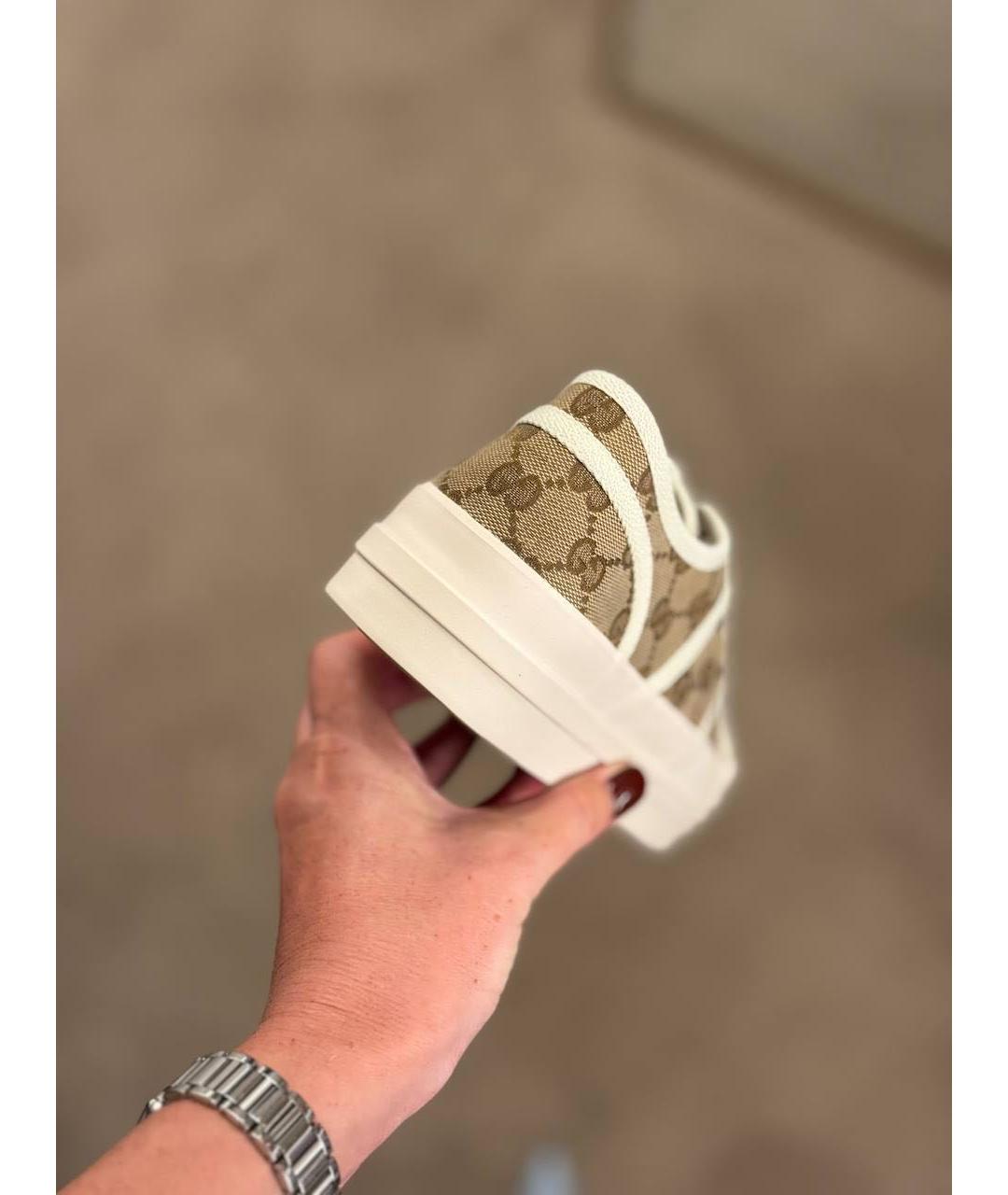 GUCCI Бежевые текстильные кеды, фото 4
