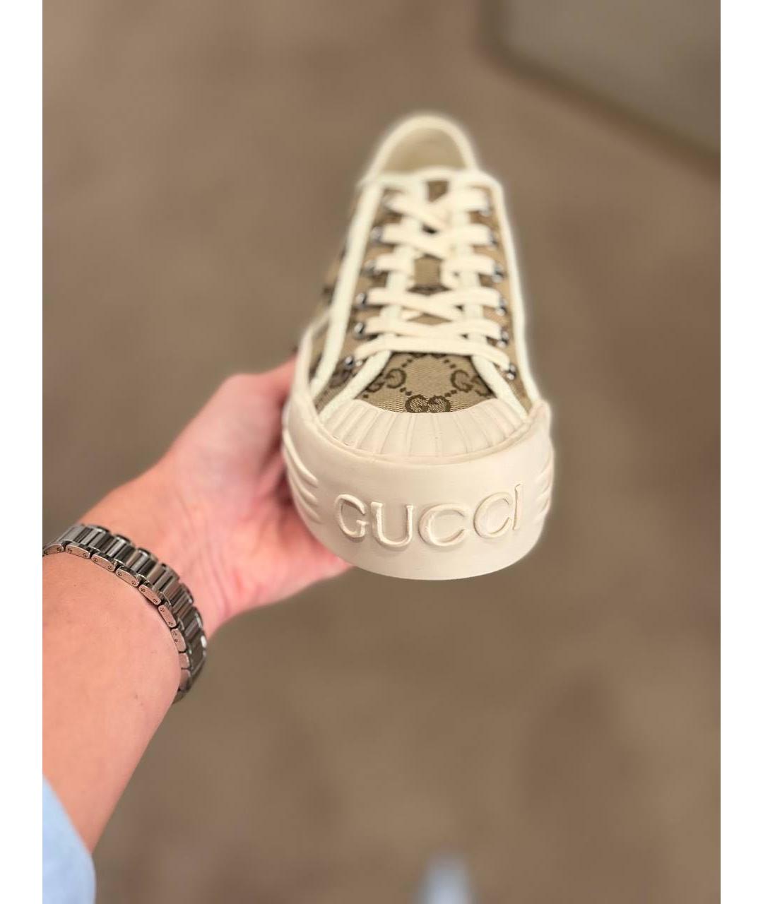 GUCCI Бежевые текстильные кеды, фото 3