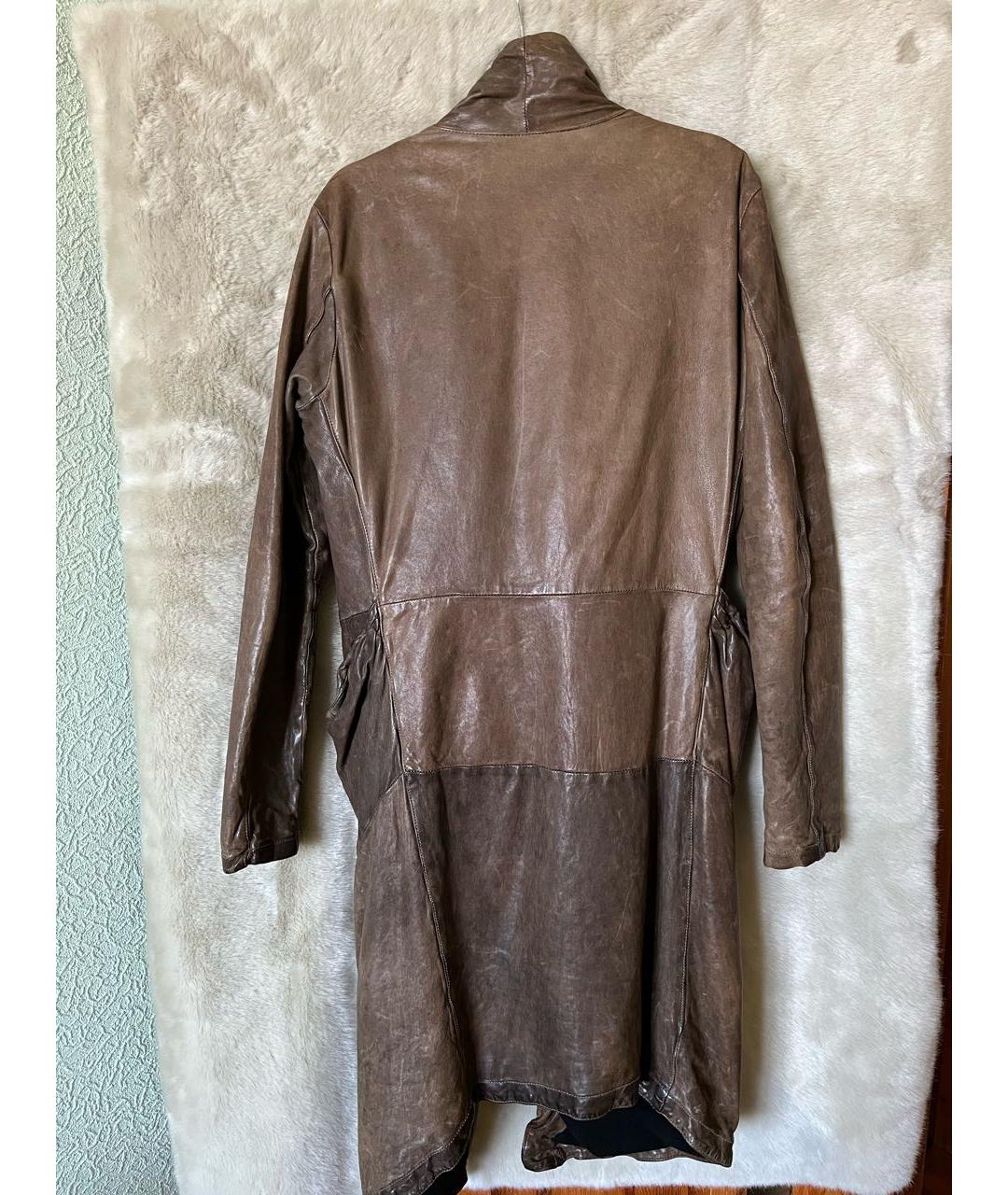 GIORGIO BRATO Хаки кожаный тренч/плащ, фото 2