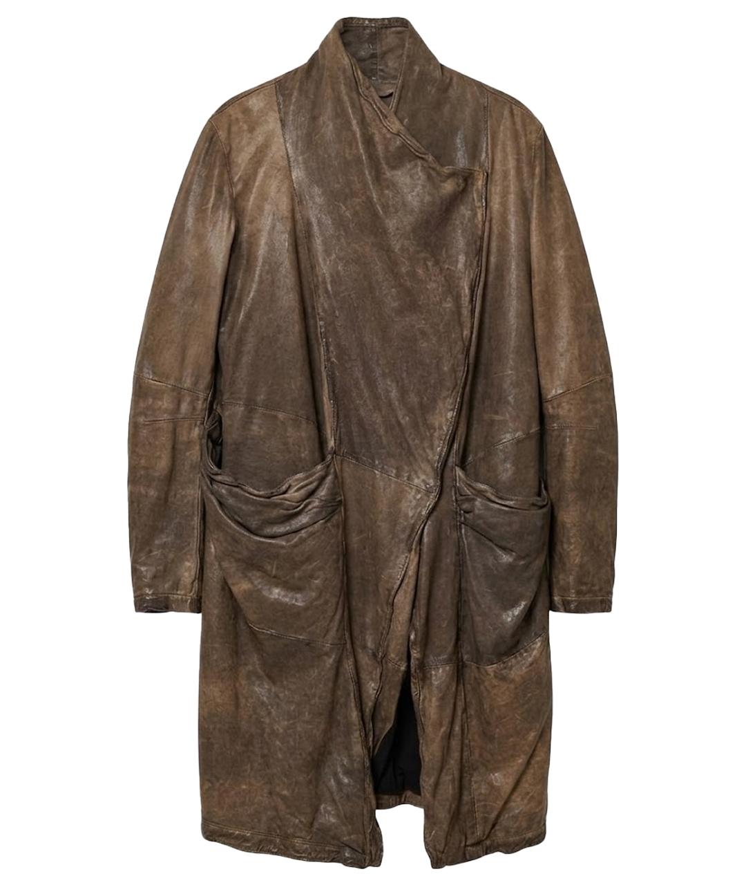 GIORGIO BRATO Хаки кожаный тренч/плащ, фото 1