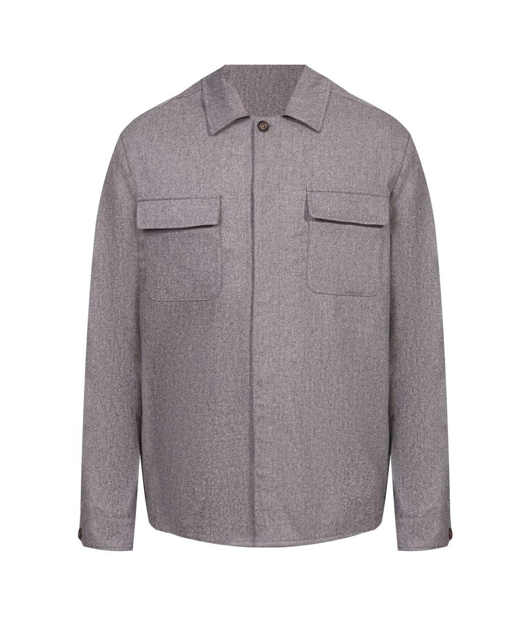 ELEVENTY Серая шерстяная кэжуал рубашка, фото 1