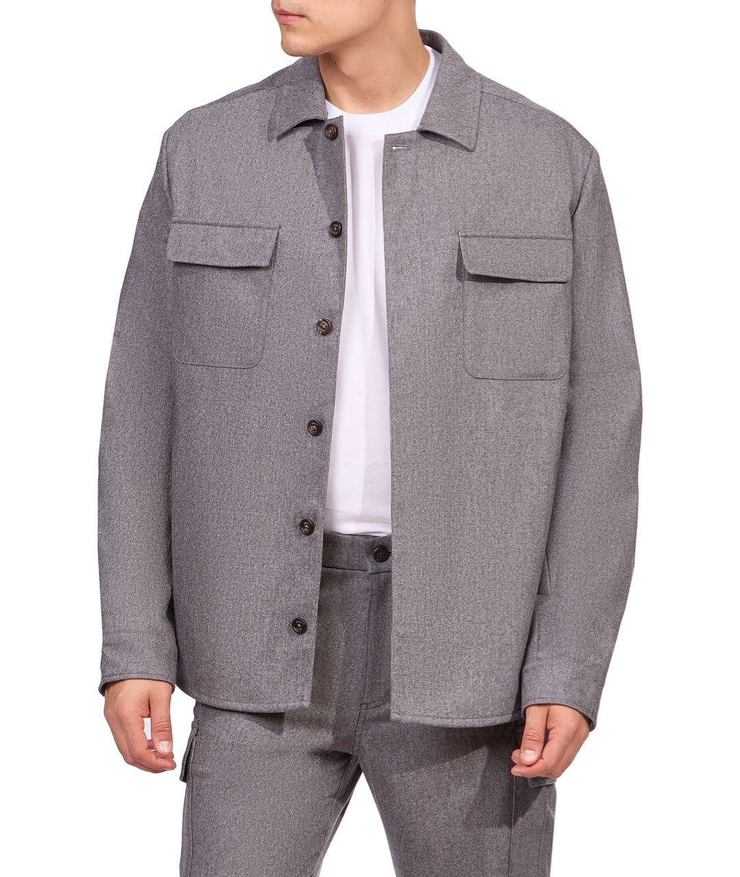 ELEVENTY Серая шерстяная кэжуал рубашка, фото 2