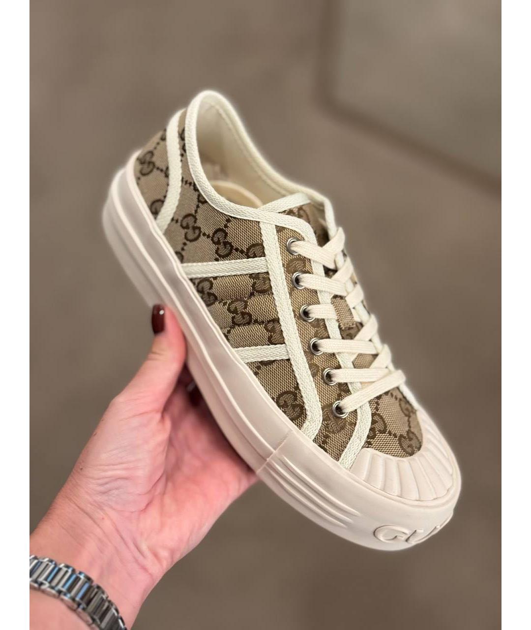 GUCCI Бежевые текстильные кеды, фото 7
