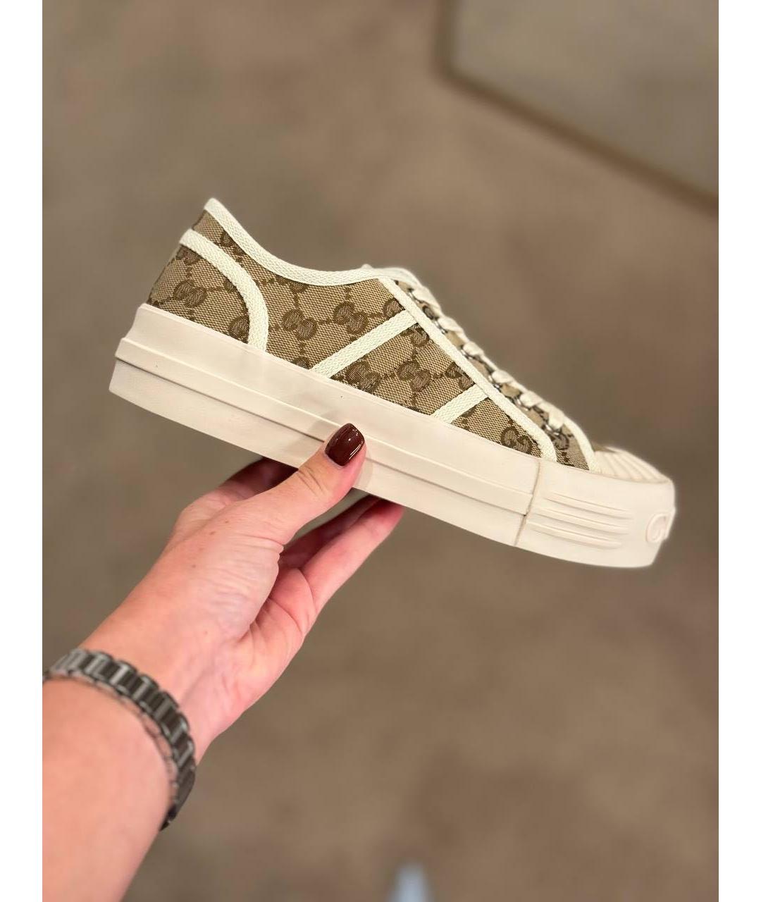 GUCCI Бежевые текстильные кеды, фото 3