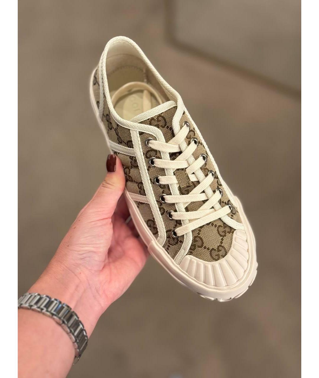 GUCCI Бежевые текстильные кеды, фото 2