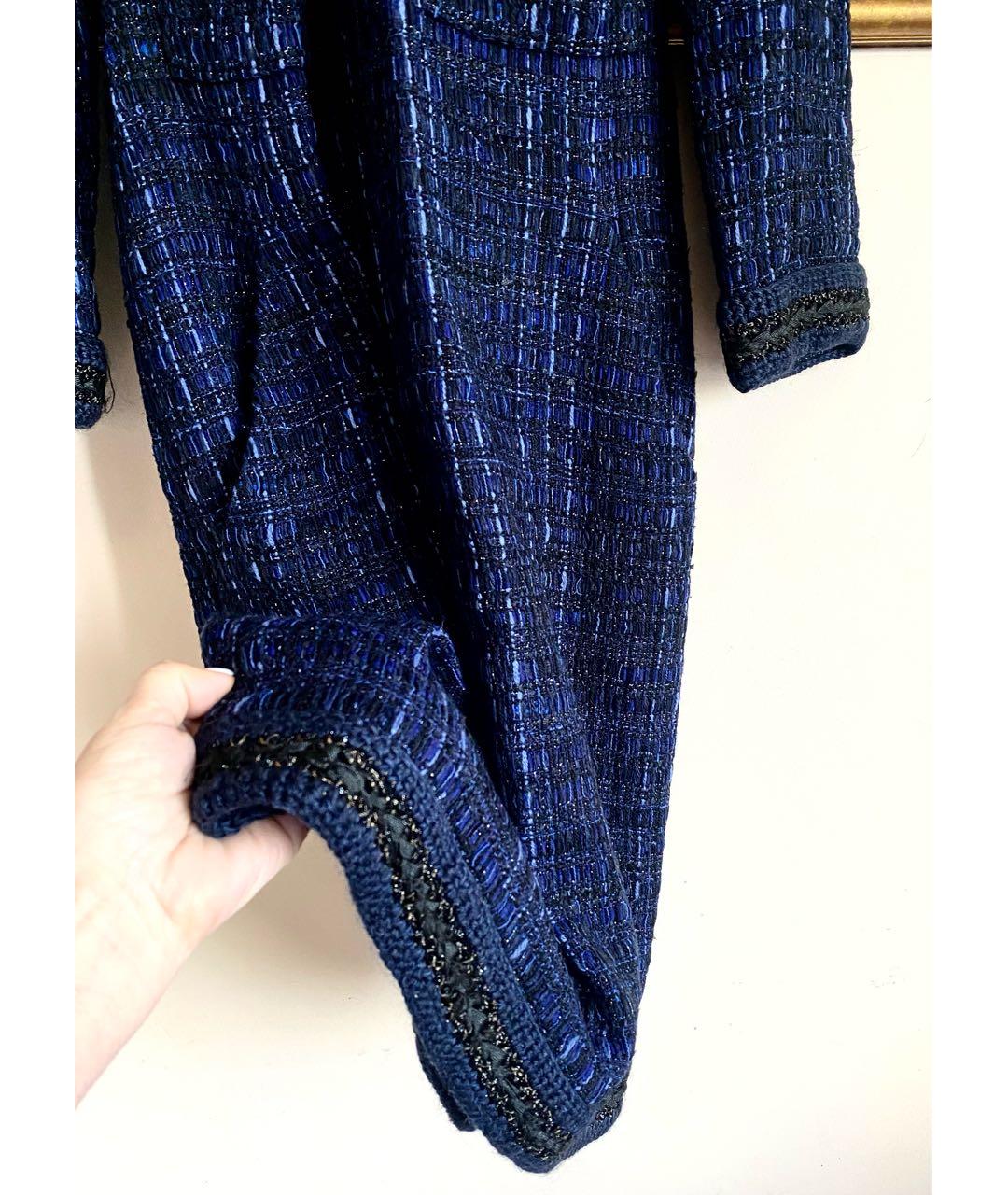 CHANEL Темно-синее твидовое повседневное платье, фото 3