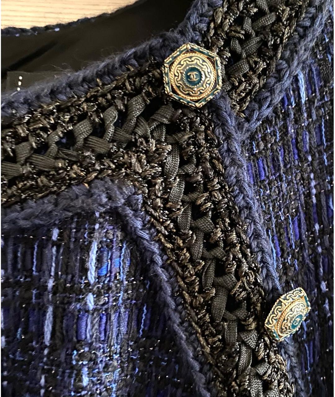 CHANEL Темно-синее твидовое повседневное платье, фото 8