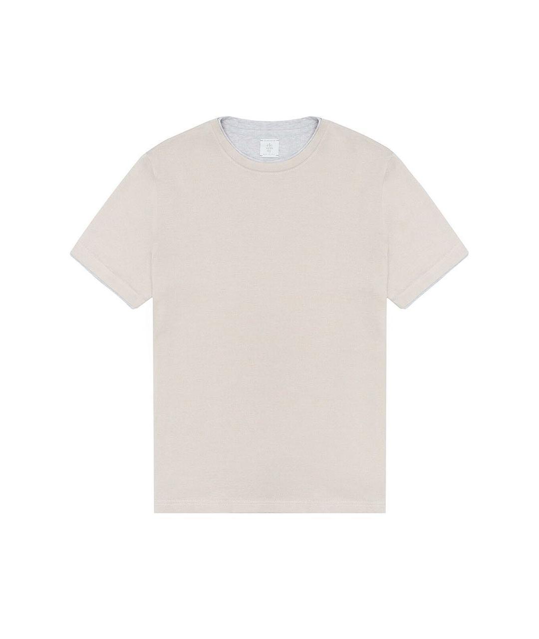 ELEVENTY Бежевая хлопковая футболка, фото 3