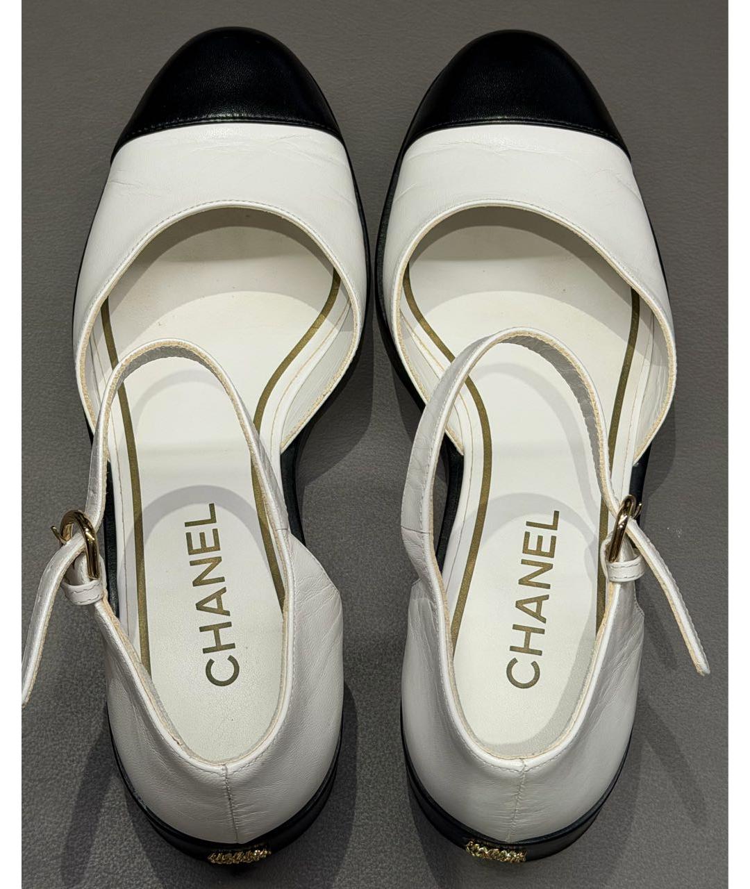 CHANEL Белые кожаные туфли, фото 3
