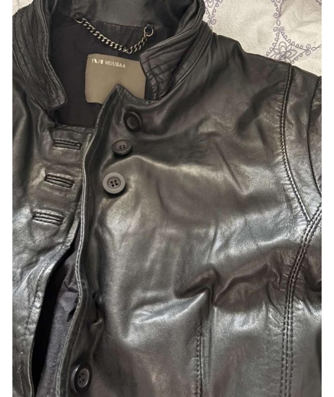 MUUBAA Черная кожаная куртка, фото 2